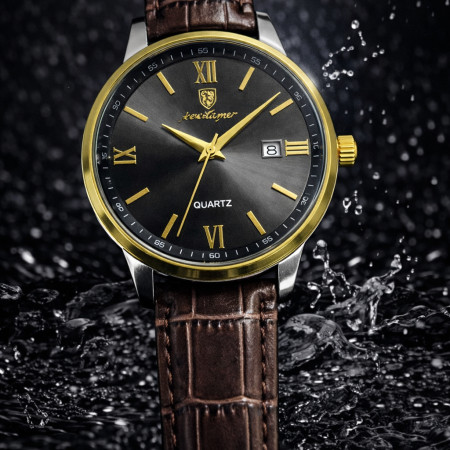 Luxury Brand Sport Leather Luminous Clock - Watch Poedagar Brown Black