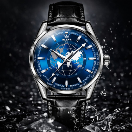 Luxury Brand Sport Leather Luminous Clock - Watch Olive Black & Blue T2