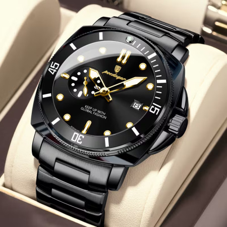 Stylish Quartz movement Dial & Date Function Premium Watch Full Black